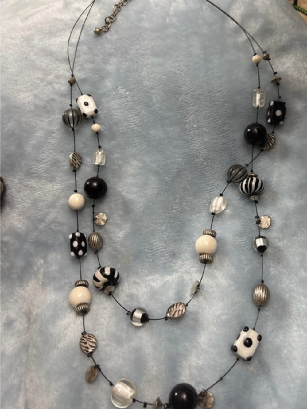 Black & White Layered Beaded Necklace - Women Jewelry